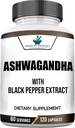 Ashwagandha 6000mg, Ashwagandha Root, Ashwagandha Capsules, Organic Ashwagandha Capsules, Ashwagandha Organic, Ashwagandha Supplements with Organic Black Pepper Extract, Aswagandha, 120 Veggie Caps