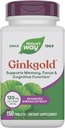 Nature's Way Ginkgold Advanced Ginkgo Extract, Supports Memory, Focus & Cognitive Function*, Ginkgo Biloba Extract, 150 Tablets (Packaging May Vary)