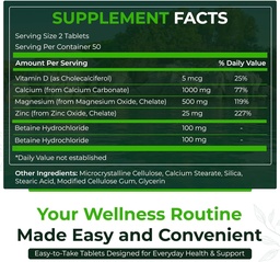 Natural Nutra 500 Count, Calcium Magnesium Zinc Supplement with Vitamin D3 for Bone Strength, Helps Improve Digestion, Health Gluten Free and Sugar-Free, Essential Mineral Complex