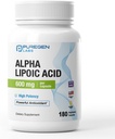 Puregen Labs Alpha Lipoic Acid 600mg [High Potency] 180 Servings - Antioxidant Support | No Harmful Additives | Non-GMO, NO Gluten and Dairy, 600 mg per Veggie Capsule - Made in USA