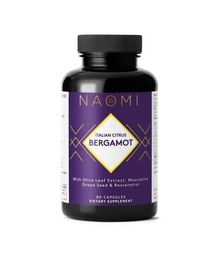 NAOMI Italian Citrus Bergamot 500mg with Resveratrol - Supports Healthy Cholesterol & Triglyceride Levels Already in Normal Range - Patented BergAmore® Extract, 7 Key Polyphenols, 30-Day Supply