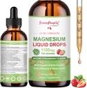 GREENPEOPLE Magnesium Glycinate Liquid Drop - 17-in-1 4Fl. Oz Triple Magnesium Complex Supplement with Glycinate 400mg & Citrate 500mg Taurate/L-Theanine for Calm Mood/Muscle/Sleep,Strawberry Flavor