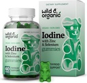 Wild & Organic Iodine Gummies 250mcg - Immune Support Complex w/Potassium Iodide - Selenium Zinc Iodine Supplement for Immunity & Overall Support - 60 Vegan, Pectin-Based Gummies