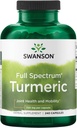 Swanson Turmeric Antioxidant, Joint Health, Cardiovascular, Liver Detox, Mood and Memory Support Supplement Curcuma Longa (Rhizome) 720 mg, 240 Capsules, 120 Servings, 1.44 Grams per Serving