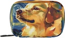 Weekly Pill Organizer Golden Retriever Starry Night Small Pill Box Bag Portable Travel Pill Case 7 Days Vitamin Supplement Holder with Zipper for Family Business Camping