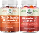 Bundle of Multivitamin Gummies for Adults - Halal Multivitamin Gummy with B12 Biotin for Men & Women and Vitamin D3 Gummies for Daily Wellness with 2000IU per Serving Bone Muscle & Immune Support