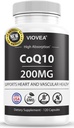 CoQ10 - Made in USA, 120 Capsules, 200mg (4-Month Supply), Ultra High Absorption Coenzyme Q10 Supplement - Antioxidant for Heart, Vascular Health and Energy Boost