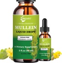 Extra Strength 2,000mg Mullein Drops for Lungs, Mullein Leaf Extract Supplement, Alcohol Free, High Absorption, Powerful and Natural Vegan Mullein Liquid Drops for Lung Cleanse, Immune Support