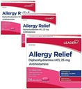Leader Antihistamine Allergy Relief Diphenhydramine HCl, 25mg Mini Tablets, 24 Count Pack of 3