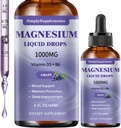 Triple Magnesium Complex Liquid Drops, 1000mg Magnesium Glycinate Drops, Taurate & Citrate with L-theanine, Vitamin D3 & B6 for Sleep and Muscle Support, Calm Magnesium, Grape Flavor, 2 Fl OZ