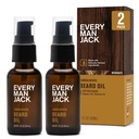 Every Man Jack Sandalwood Beard Oil - Moisturize & Soften Your Beard - Relieve Itch and Flakes - Made w/Naturally Derived Ingredients like Vitamin E, Argan Oil, and Borage Oil - 1 oz - 2 Pack