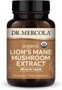 Dr. Mercola Organic Lion's Mane Mushroom Extract, 30 Capsules 500 mg Organic Lion's Mane, Non-GMO, Gluten Free, Soy Free