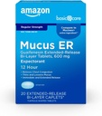   Basic Care Guaifenesin Cough and Mucus Relief Extended-Release Tablets, 600 mg, 12 Hour Expectorant, 20 Count