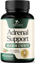 Nature's Nutrition Adrenal Support Supplements Cortex Complex, Best Energy Supplement, Supports Health & Energy Levels, Daily Ashwagandha for Women & Men, Supports Immune System, 60 Capsules