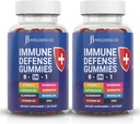 8 in 1 Immune Defense Booster Supplement Gummies with Astragalus Root, Vitamin C and Zinc, Vitamin D3, Elderberry and Quercetin (2 Pack)