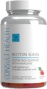 Consult Health BIOTIN GAIN Gummies with ANAGAIN - Reduce Hair Loss - Clinically Tested - 10,000 mcg Biotin Vitamin B7 to Support Healthy Hair Growth, Skin and Nails for Women and Men - 60 Count