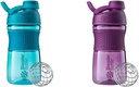 BlenderBottle 20-Ounce SportMixer Shaker Bottles with BlenderBall Wire Whisk, Plum and Teal