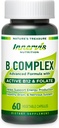 Bioactive B Complex with Active B12 & Folate – Supports Energy, Brain & Nerve Health, 60 Vegan Capsules