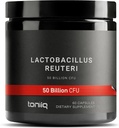 Toniiq 50 Billion CFU Lactobacillus Reuteri Probiotic 50mg per Serving - L Reuteri Probiotics - Highest CFU Count Lactobacillus Reuteri Probiotic - 60 Vegetarian Capsules - 60 Servings