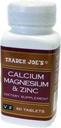 Trader Joe's Calcium Magnesium & Zinc, 60 Tablets
