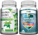 GreeNatr Energy Support & Immune Defense Bundle: Pure Moringa Oleifera Leaf Extract Veggie Capsules (1000 mg) with 7-in-1 Immune Support Formula for Energy, Mood, Memory, Focus