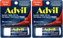 2 Pack of Pocket Pack Advil Pain Reliever / Fever Reducer Ibuprofen 200mg - 10 Coated Tablets PER Pack (20 Tablets Total)