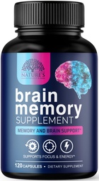 Brain Memory Supplement Pills - 3X Strength Nootropics for Concentration, Clarity & Focus Support - Brain Health Cognitive Vitamins with Bacopa, Phosphatidylserine & DMAE, Brain Booster - 120 Capsules