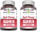 Amazing Formulas Red Clover Supplement | 430 Mg Per Serving | 180 Capsules | Non-GMO | Gluten Free | Made in USA | 2 Pack