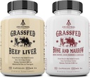 Ancestral Supplements Grass-Fed Beef Liver & Bone Marrow Capsules, 3000mg, Supports Energy, Digestion, Immunity, Skin, Oral Health, Joint Wellness, Non-GMO, Freeze-Dried, 180 Capsules, (Bundle 2 Pack)