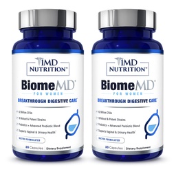 1MD Nutrition BiomeMD Probiotics for Women - 62 Billion CFUs, 16 Strains with Prebiotics | Supports Vaginal & Urinary Health - Doctor-Formulated | 30 Capsules (2-Pack)
