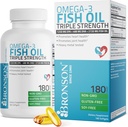 Bronson Omega 3 Fish Oil Triple Strength 2720 mg, High EPA 1250 mg DHA 488 mg, Non-GMO Heavy Metal Tested, 180 Softgels