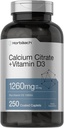 Horbäach Calcium Citrate with Vitamin D3 | 1260 mg | 250 Caplets | Vegetarian, Non-GMO, Gluten Free Supplement