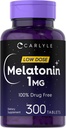 Carlyle Melatonin 1 mg | 300 Low Dose Tablets | Drug Free Aid | Vegetarian, Non-GMO, Gluten Free