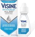 Visine Dry Eye Relief All Day Comfort Lubricant Eye Drops for Up to 10 Hours of Comfort, Dry Eye Drops with Polyethylene Glycol, 0.5 fl. oz