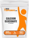 BulkSupplements.com Calcium Gluconate Powder - Calcium Supplement, Easily Absorbed - Unflavored & Gluten Free, 600mg per Serving, 1kg (2.2 lbs) (Pack of 1)