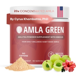 Amla Powder & Green Tea Superfood Supplement with Hibiscus, 20x Ultra Concentrated Amla, Antioxidant Support, Made with Oolong Tea and Indian Gooseberries, Organic, Vegan, Hibiscus, 90 Servings