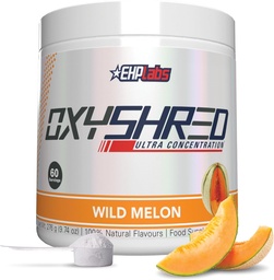 EHP Labs OxyShred Pre Workout Powder & Shredding Supplement - Preworkout Powder with L Glutamine & Acetyl L Carnitine, Energy Boost Drink - Wild Melon, 60 Servings