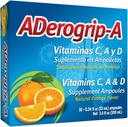 Aderogripa Immune Support Vitamins C, A & D | Liquid Supplement | 10 Natural Orange Flavor Ampoules | Boost Your Immune System | Box of 10 x 10ml Ampoules | Suplemento en Ampolletas