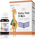 BabyDee Drops Probiotics (3.5 Billion CFU) + Vitamin D3 (400 IU) | 100% Additive-Free Liquid Probiotic & Vitamin D3 for Infants, Toddlers, & All Ages | Immune & Digestive Support | 0.34 Fl Oz