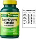 Spring Valley Super Enzyme Complex Dietary Supplement for Digestive Support, 60 Capsules + Daily Supplement Tracker Sticker