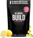 Xwerks Build Creatine Gummies for Men and Women, 120 Count, 100% Pure Creatine Monohydrate, Lemon Flavored Muscle Building Gummies 4g Per Serving, Pre Workout Anti Melting, 5000mg Total Creatine