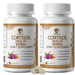 10-in-1 Cortisol Supplements w/KSM-66® Ashwagandha 300mg + L-Theanine 250mg, Magnesium Glycinate, Saffron, Phosphatidylserine, Turmeric & Vitamin C D3 B6 B5, for Women Men, 120 Capsules 2 Pack
