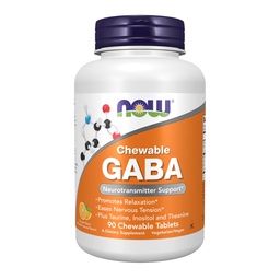 NOW Foods Supplements, GABA (Gamma-Aminobutyric Acid), Neurotransmitter Support*, Orange Flavor, 90 Chewables