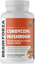 Brain Forza Organic Cordyceps Capsules - Cordyceps Sinensis Mushroom Low-Oxygen Grown in The USA, Non-GMO, Vegan, Organic, 90 Capsules