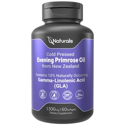 Naturalis Evening Primrose Oil (1300mg) | Natural from New Zealand | Non-GMO, Soy & Gluten Free, Zero Filler | 60 Softgels