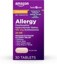   Basic Care All Day Allergy Relief, Fexofenadine Hydrochloride Tablets, 180 mg, Antihistamine, Non-Drowsy, 24-Hour Relief, 30 Count