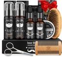 Beard Kit for Men Grooming & Care: with 2 Pack Beard Oils and Balm - Wash & Conditioner for After Shave Lotions Sandalwood, Brush and Comb Sets with Scissors, Valentines Fathers Gifts for Dad/Men/Him