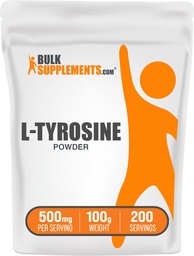BulkSupplements.com L-Tyrosine Powder - Sports Nutrition, Amino Acid Supplement - Unflavored & Gluten Free, 500mg per Serving, 100g (3.5 oz) (Pack of 1)
