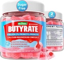 Butyrate Gummies with Probiotic + Prebiotic + Postbiotic, Omega-3 500mg,9 Billion CFU Probiotics with Fiber, Calcium & Magnesium, Inulin,Psyllium Husk for Digestive Health,Bloating Support,Sugar Free