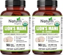 USDA Organic Lion's Mane 20:1 Extract, 20,000 mg Strength, 35% Polysaccharides, 180 Vegan Capsules, 90 Day Supply, Standardized and Concentrated 20X Extract, All-Natural and Non-GMO